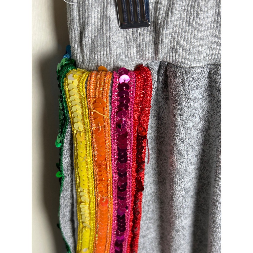 Lola + The Boys Kids Gray Rainbow Sequin Stripe Jogger Sweatpants Size 10 - Picture 4 of 7